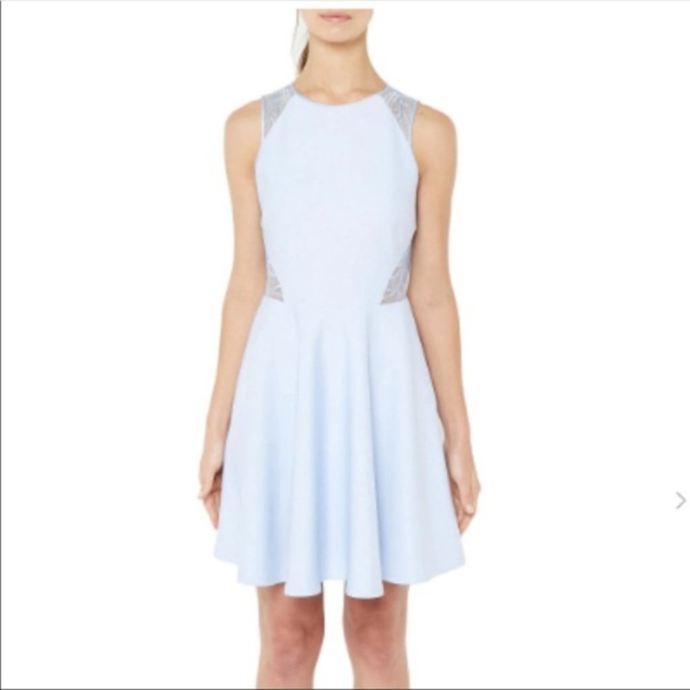 Ted Baker Venma Lace Detail Ice Blue Skater Dress